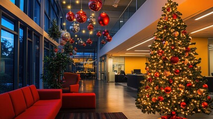 Cozy Office Decorated for the Holiday Season