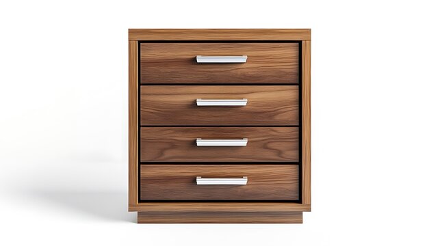 Small filing cabinet with sleek drawers, positioned symmetrically on a seamless white background for a modern look 