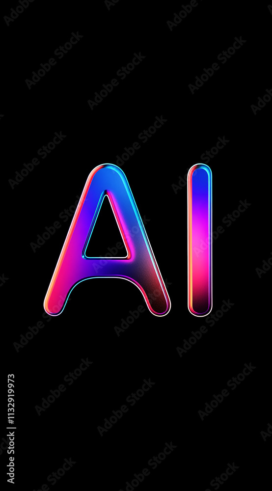 Poster modern design showcasing vibrant ai letters against a dark background emphasizing technology and inn