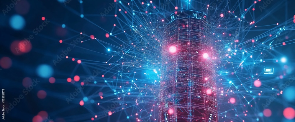 Poster Abstract digital representation of interconnected data and technology.