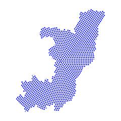 Fototapeta premium Abstract graphic Republic of the Congo map from pixel blue on a white background. Vector illustration. 