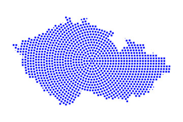 Fototapeta premium Abstract graphic Czech Republic map from pixel blue on a white background. Vector illustration. 