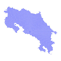 Fototapeta premium Abstract graphic Costa Rica map from pixel blue on a white background. Vector illustration. 