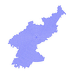 Fototapeta premium Abstract graphic North Korea map from pixel blue on a white background. Vector illustration. 