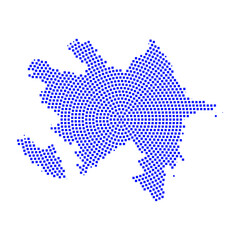 Fototapeta premium Abstract graphic Azerbaijan map from pixel blue on a white background. Vector illustration. 