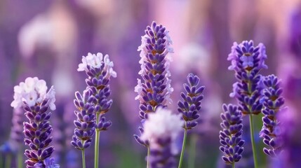 Obraz premium Purple hyacinths blooming on the grassland
