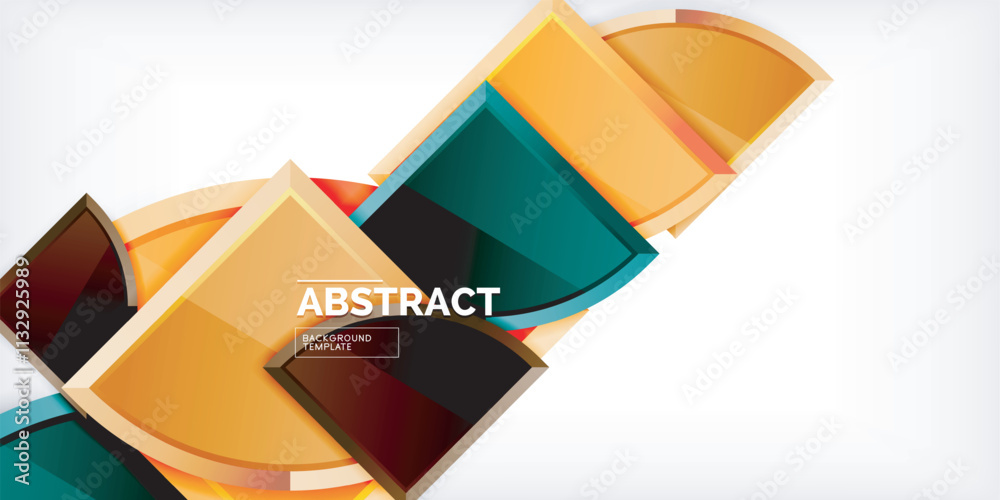 Poster Abstract background - circles and round triangles with 3d effect. Vector Illustration For Wallpaper, Banner, Background, Card, Book Illustration, landing page