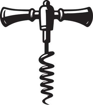 recommend clip art: Corkscrew Silhouette line art vector illustration on white background