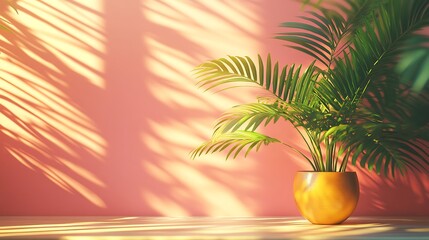 Obraz premium Flyer mockup on a bright summer-themed table with tropical leaves and sunlight