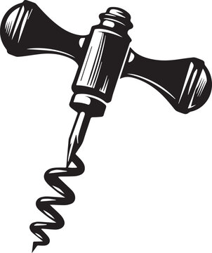 black and white corkscrew opener clip art preview