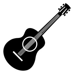 Fototapeta premium Full Black vector silhouette of a Guitar with a transparent background