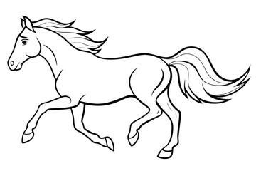 A running horse in sketch style