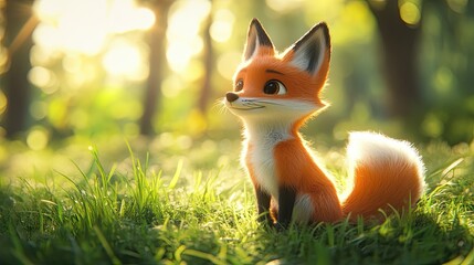 Adorable Fox in a Sunny Meadow