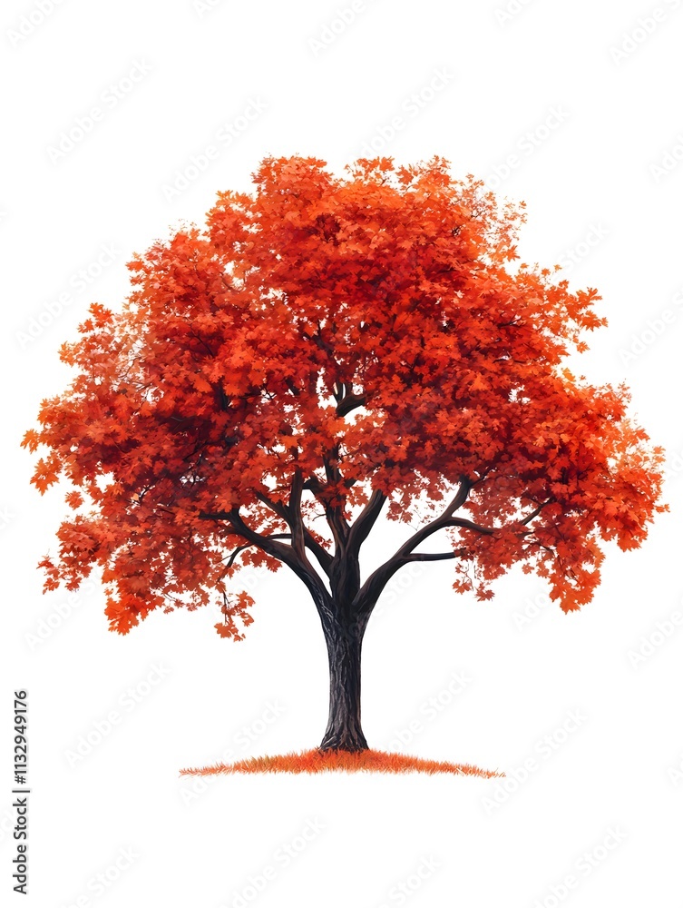 Wall mural Autumn Maple Tree Isolated on White Background