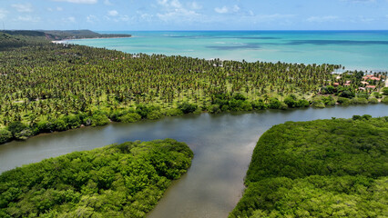 Northeastern Brazil Skyline At Japaratinga In Alagoas Brazil. Caribbean Background. Travel Scenery. Vacations Destinations. Northeastern Brazil Skyline At Japaratinga In Alagoas Brazil. 