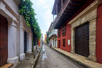 Fototapeta premium The historic center of Cartagena de Indias, known as the walled city (Ciudad Amurallada), is a UNESCO World Heritage Site. 