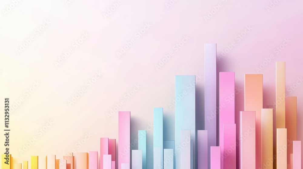 Aufkleber Colorful 3D Graph with Tall Bars on Soft Gradient Background