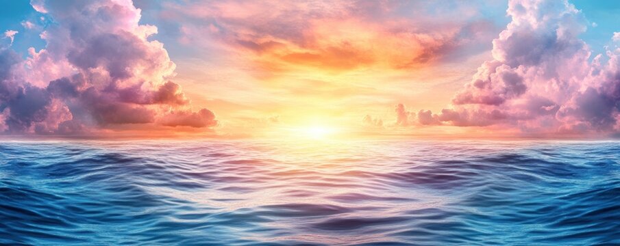 Embrace serenity with this meditative sea view, bathed in pastel hues, designed for stress management and promoting tranquility awareness The gentle waves and soft sunset create a peaceful