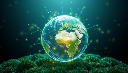 Naklejka premium Global Network Green Planet Eco Sustainability Earth Day