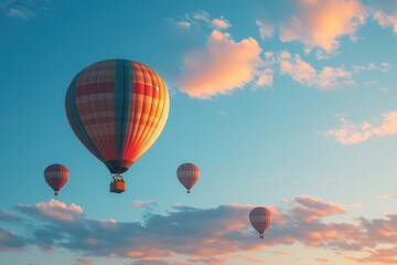 Fototapeta premium Hot Air Balloons Soaring Through a Serene Sky