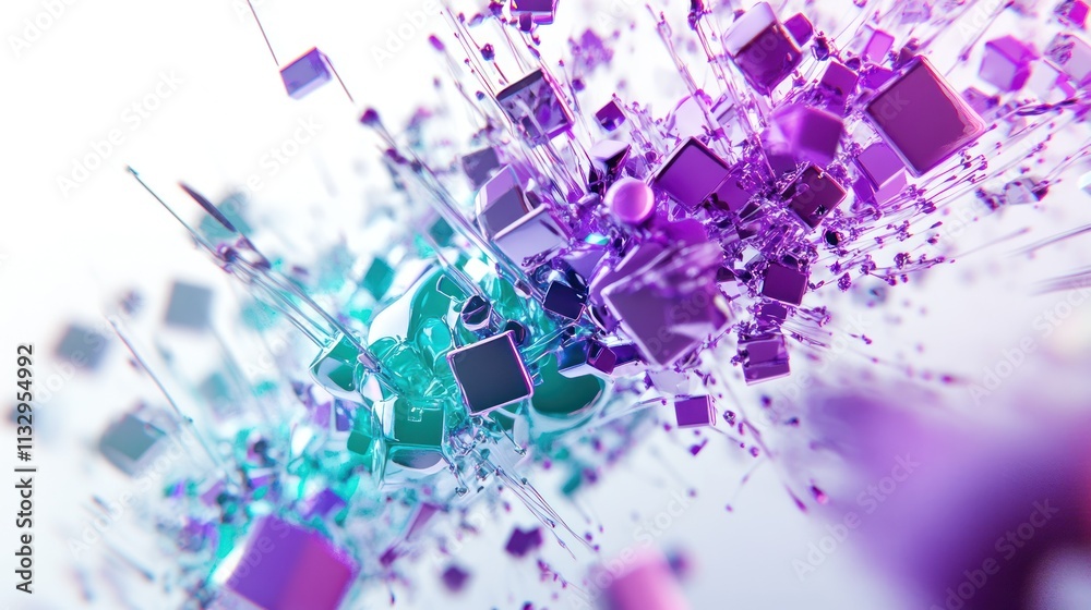 Poster Abstract digital artwork featuring colorful geometric shapes and dynamic movement.