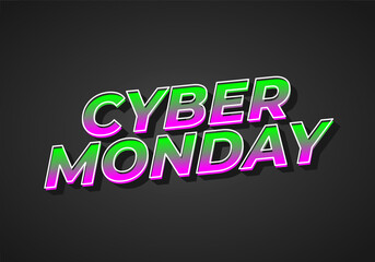 Obraz premium Cyber monday. Text effect in 3 dimensions look, good for social media ads