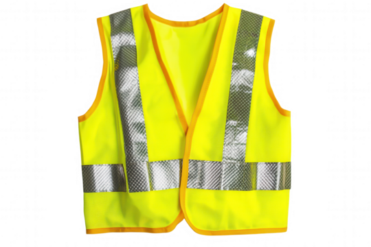 This vibrant yellow safety vest features reflective strips to enhance visibility for workers in construction, road repair, or emergency services. Its lightweight and breathable design ensure comfort d