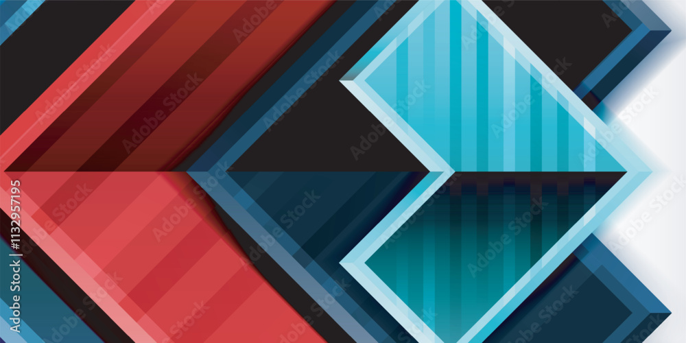 Poster Arrow symbols created with 3d effects and line texture geometric abstract background