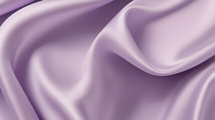Smooth lilac satin fabric with lustrous surface drapes gently, creating a luxurious and elegant aesthetic suitable for backgrounds, designs, or fashion concepts emphasizing sophistication and charm.