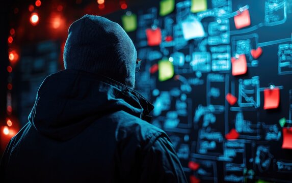 Forensic expert examining pathology evidence in a dimly lit investigation room with a focus on crime scene analysis