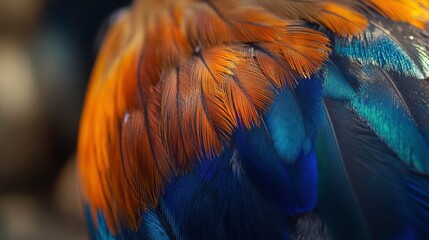 Obraz premium Vibrant Feathers of a Colorful Bird Close-Up