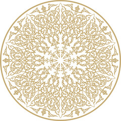Vector gold turkish classical circle ornament. muslim round pattern for the mosque