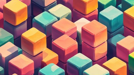 Obraz premium Abstract Colorful Cube Composition: A Vibrant Display of Geometric Shapes and Hues