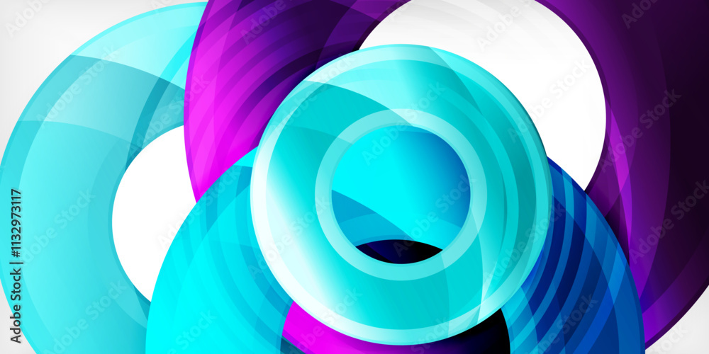 Aufkleber bright colorful circles with light effects. abstract background