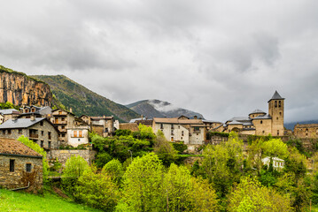 Fototapeta premium From Ordesa National Park to Torla - Torla and surroundings. Pyrenees villages architecture