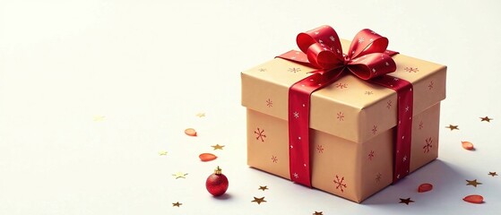 Obraz premium Christmas Gift Box Illustration, Festive Gift Wrap, Holiday Present
