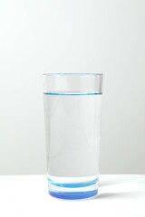 Transparent glass with water on a wooden table. Drinking clear water in the morning for health
