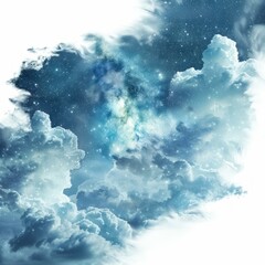 Naklejka premium Stunning cosmic landscape showing stars shining through dramatic clouds, creating a breathtaking view of the universe