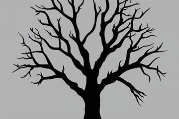 Obraz premium Ghostly Tree Skeleton Silhouette Outline on Transparent Background