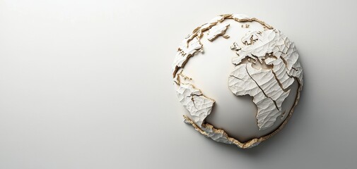 natural disasters earthquake climate concept. A cracked globe with a textured surface, symbolizing environmental issues and global awareness against a neutral background.