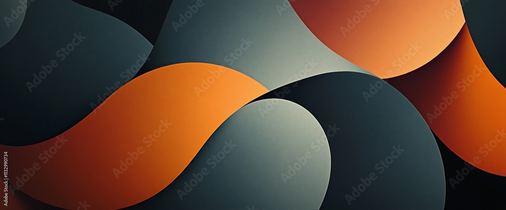 Poster abstract orange and gray curves overlap.