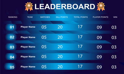 game leaderboard with abstract background vector template