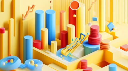 Dynamic data visualization creative studio digital art abstract environment bird's eye view conceptual representation for insights