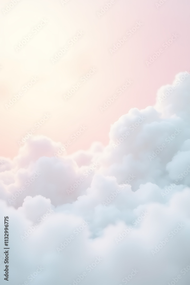 Aufkleber Smooth white clouds with soft pastel colors create a soothing and serene abstract background image effect._00002_