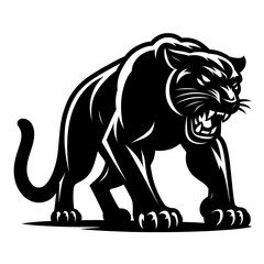 Obraz premium angry panther logo, angry panther silhouette vector, angry panther illustration vector black and white