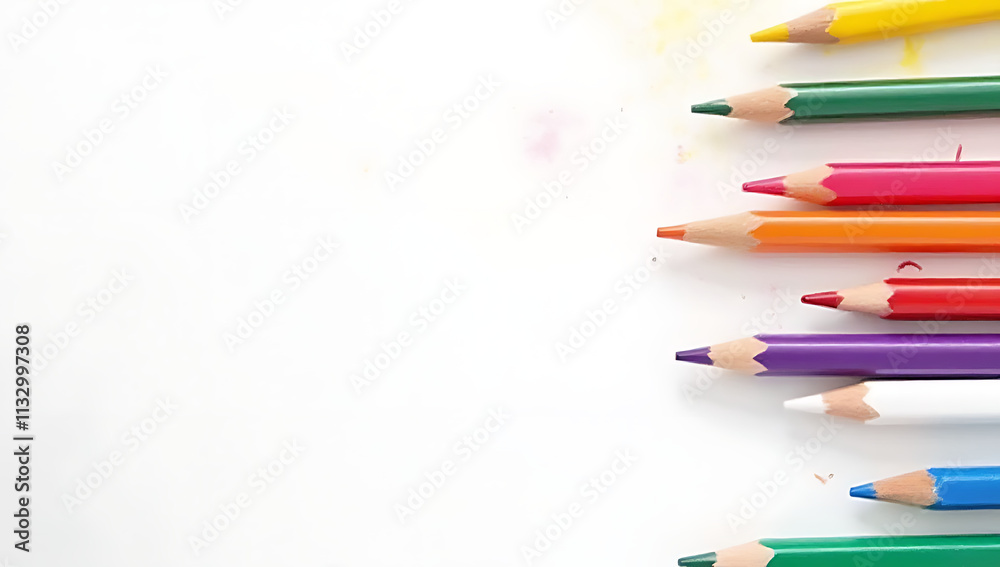 Leinwandbilder simple design featuring pantone colors paired with pencils on a white background to create visual br