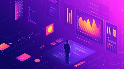 A vibrant infographic-style background with business analytics, including detailed graphs and charts, ideal for stock visuals