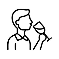 Obraz premium sommelier tasting icon, wine day line art, wine icon - simple black line art icon of sommelier tasting, for wine day celebrations. wine vector art.