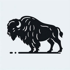 Fototapeta premium Bison Buffalo Logo silhouette vector, Bison Vector illustration black and white