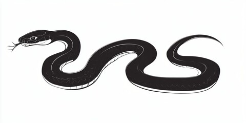 Obraz premium Black Snake Silhouette Wildlife Reptile Nature Animal Illustration Design Graphic Art Wild Animal